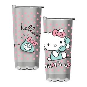 NEW Hello Kitty  What's Up Telephone Pink Polka-Dot Tumbler